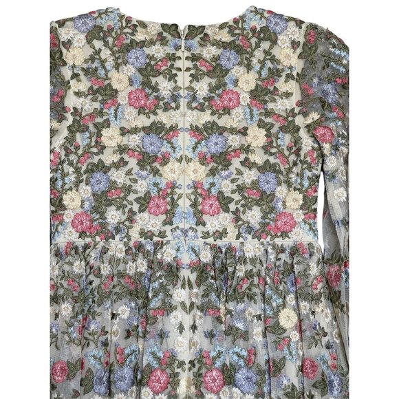 Mac Duggal Girls Dress Size 4 Pageant Heavily Embroidered Ivory Pink Floral 3153 - Picture 8 of 13